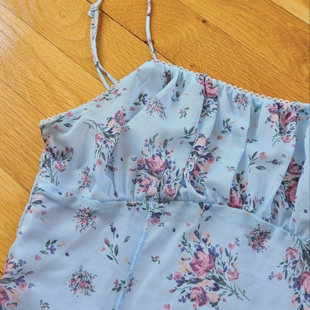 Beautiful Chaos baby blue floral mini dress